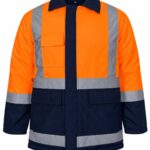 Reflektörlü Parka Kışlık Mont Turuncu-Lacivert